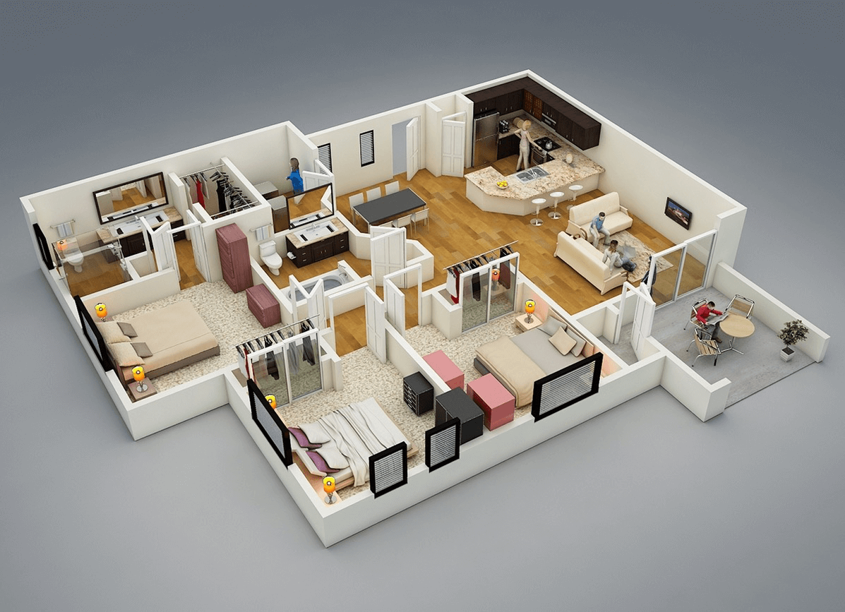 Rendered floorplan: The True Meaning of 3d Floor Plan Model