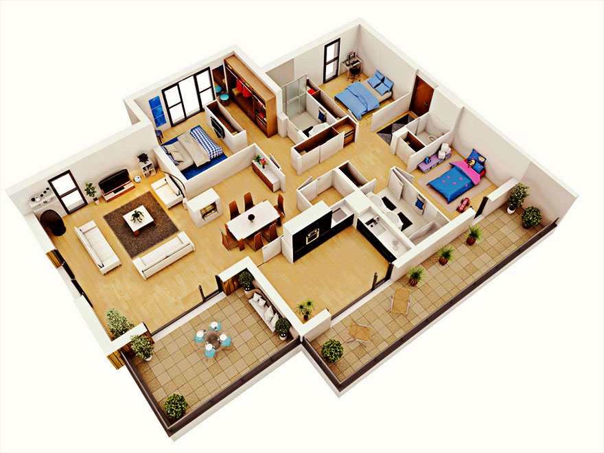 3D floor plan rendering